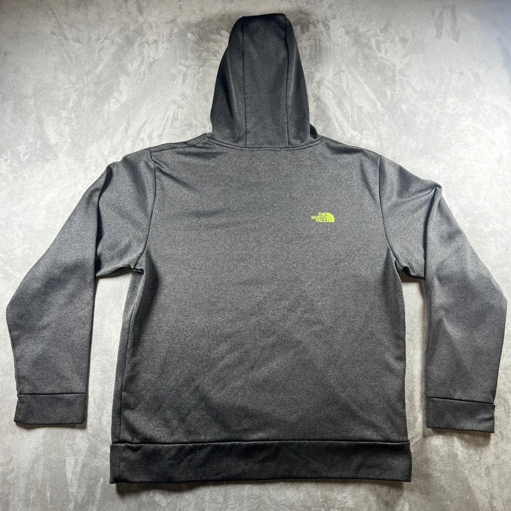 The North Face Mens Hoodie Large Grey Neon‎ Green Pullover Sweatshirt A2HG
